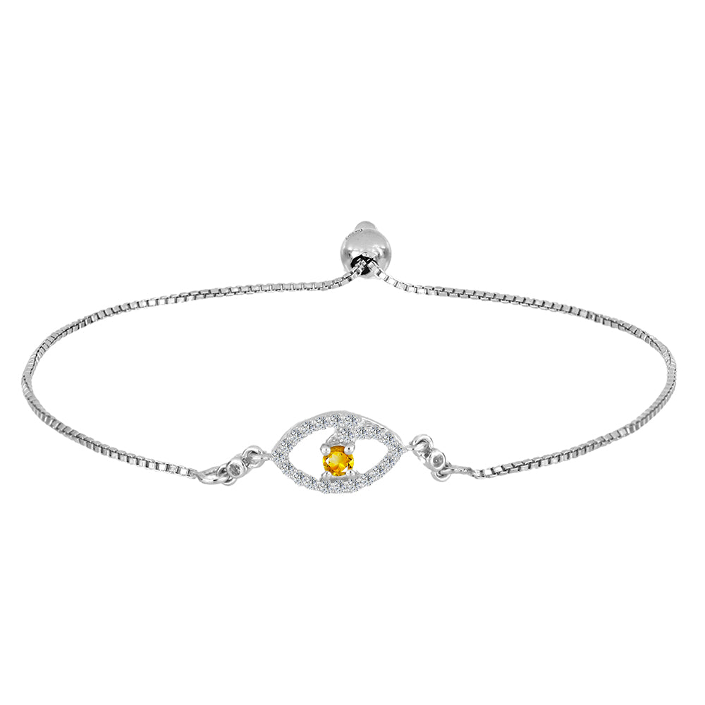 Silberarmband mit Zitrin aus dem Ural und weißem Topas 1 