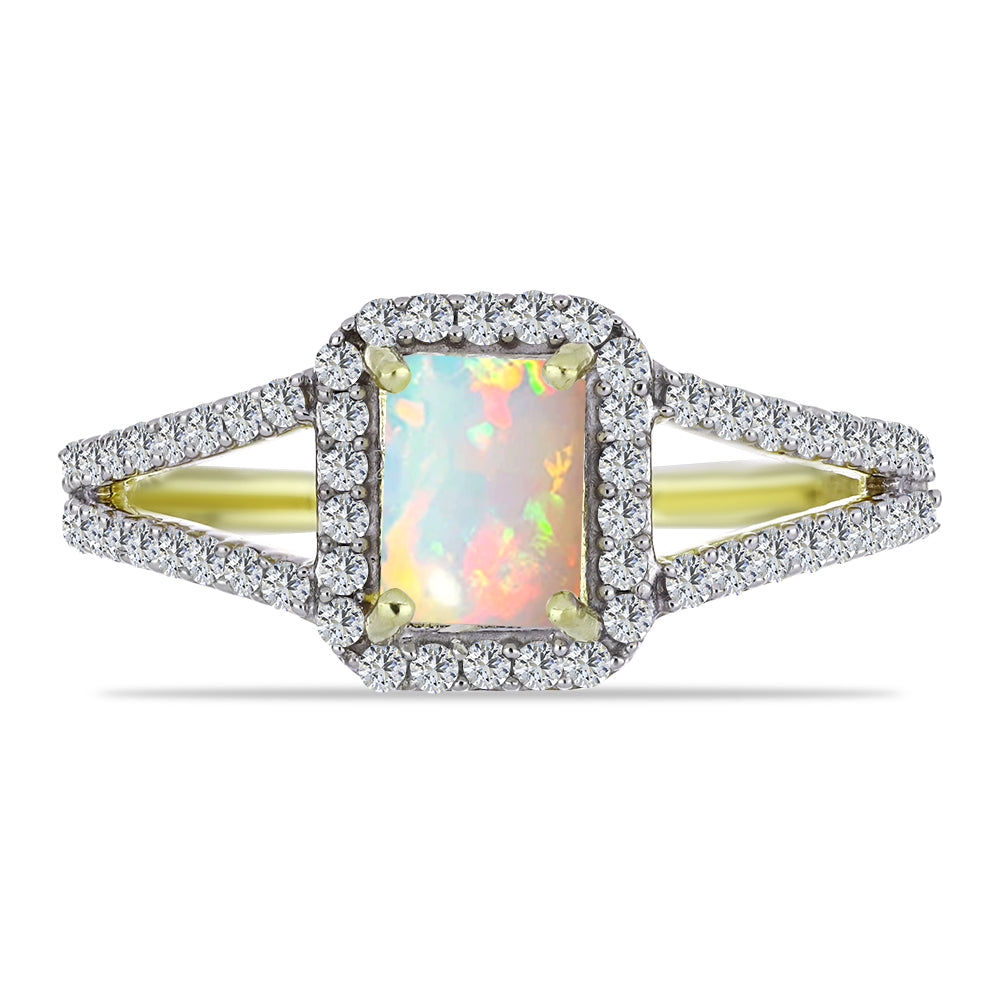 Goldplattierter Silberring mit äthiopischem Opal aus Lega Dembi und weißem Topas 1 