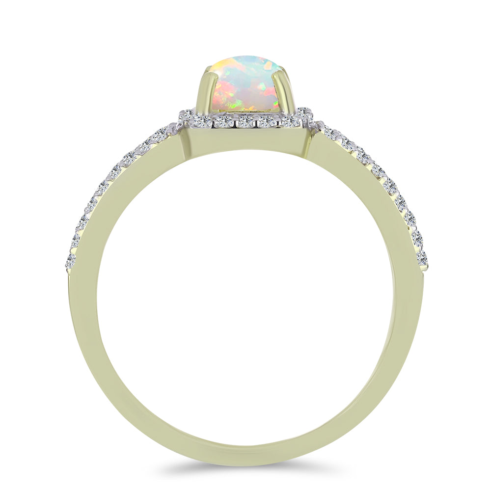 Goldplattierter Silberring mit äthiopischem Opal aus Lega Dembi und weißem Topas 2 