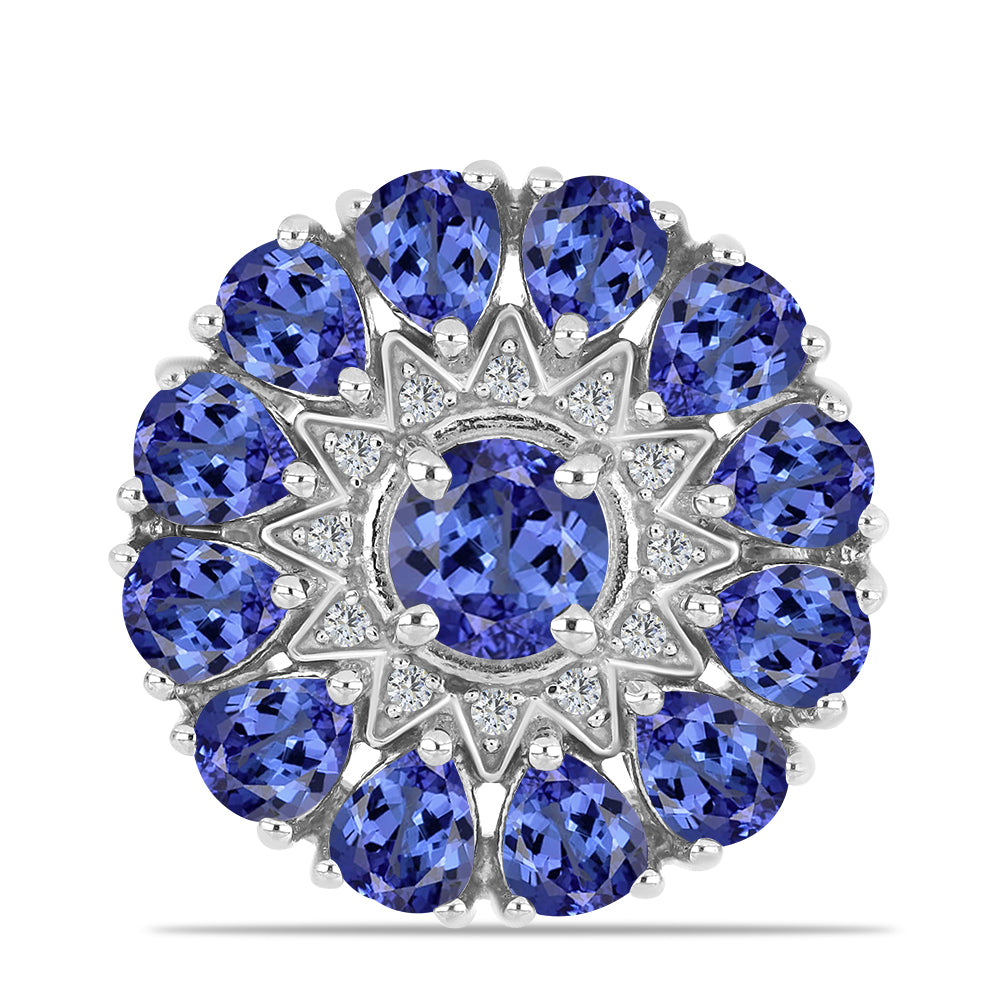 Silberring mit Tansanit und weißem Topas 1 