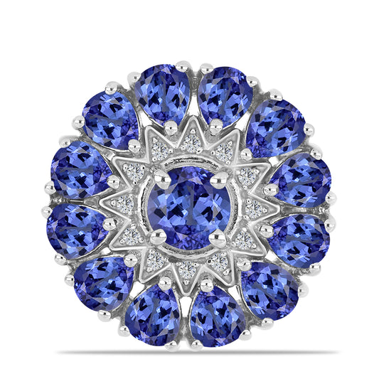 Silberring mit Tansanit und weißem Topas