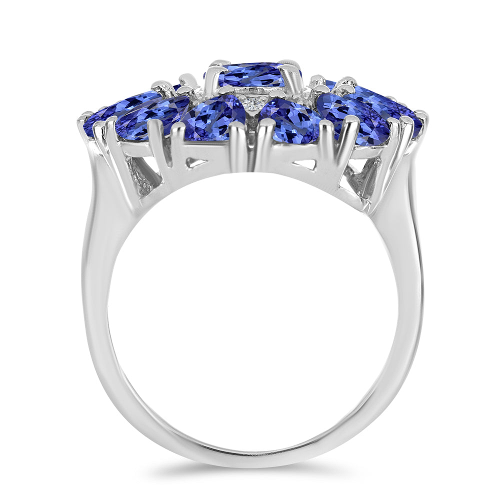 Silberring mit Tansanit und weißem Topas 2 