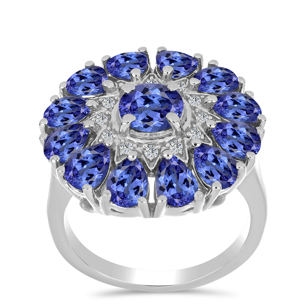 Silberring mit Tansanit und weißem Topas 3 