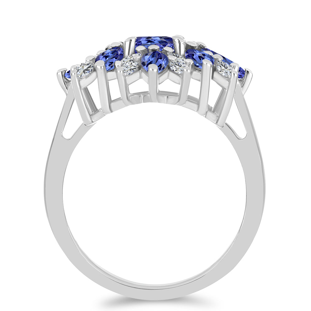 Silberring mit Tansanit und weißem Zirkon