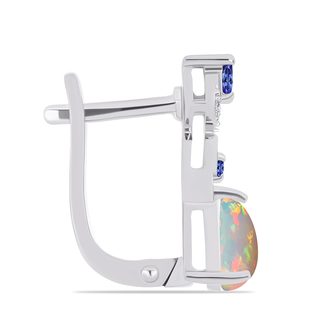 Silberohrringe mit Tansanit und äthiopischem Opal aus Lega Dembi 2 