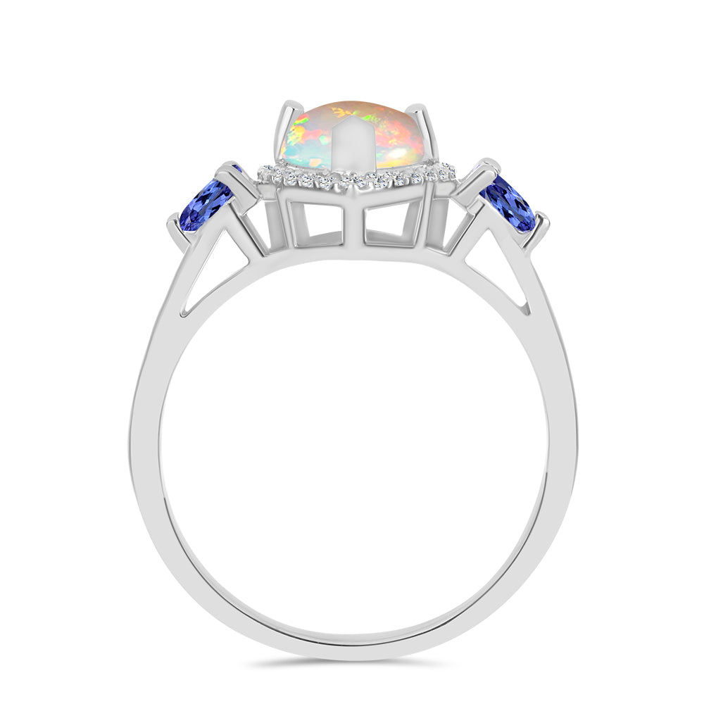 Silberring mit Tansanit und äthiopischem Opal aus Lega Dembi 2 