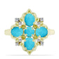 Goldplattierter Silberring mit Dornröschen Türkis und weißem Topas