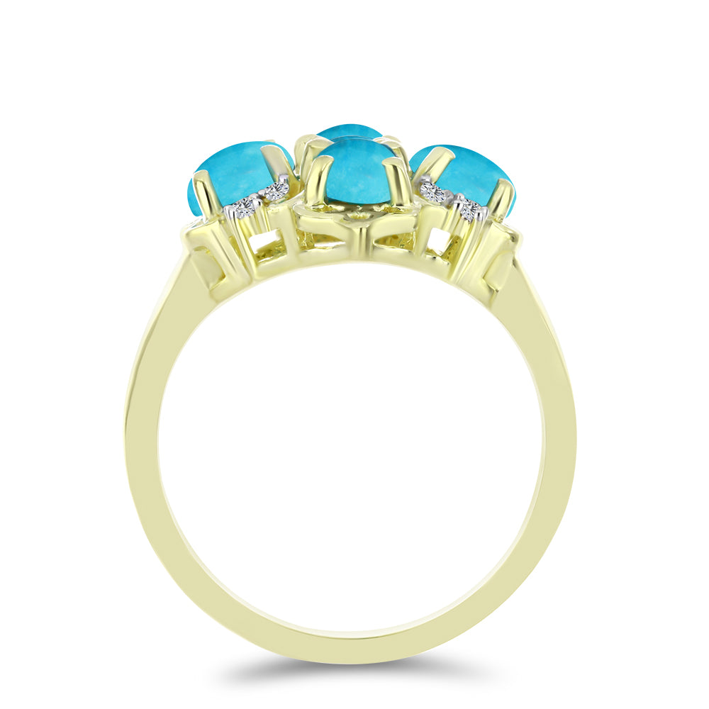 Goldplattierter Silberring mit Dornröschen Türkis und weißem Topas