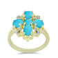 Goldplattierter Silberring mit Dornröschen Türkis und weißem Topas