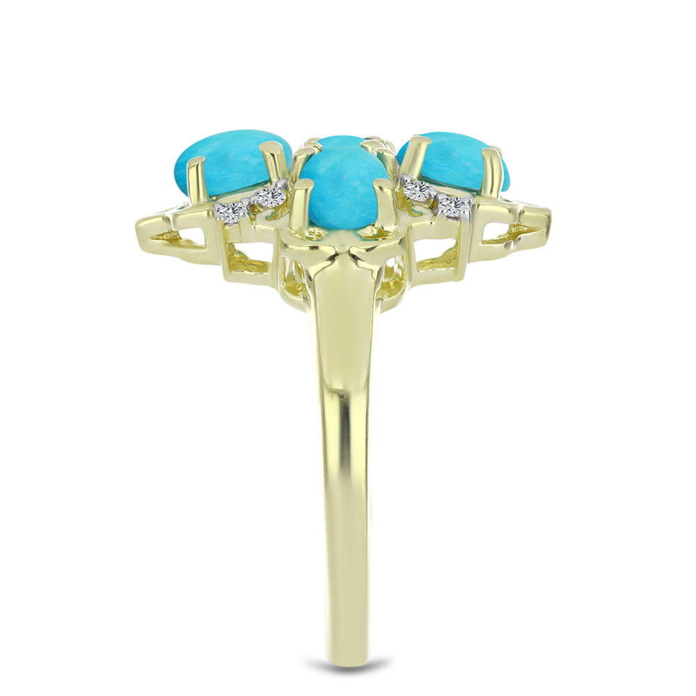 Goldplattierter Silberring mit Dornröschen Türkis und weißem Topas