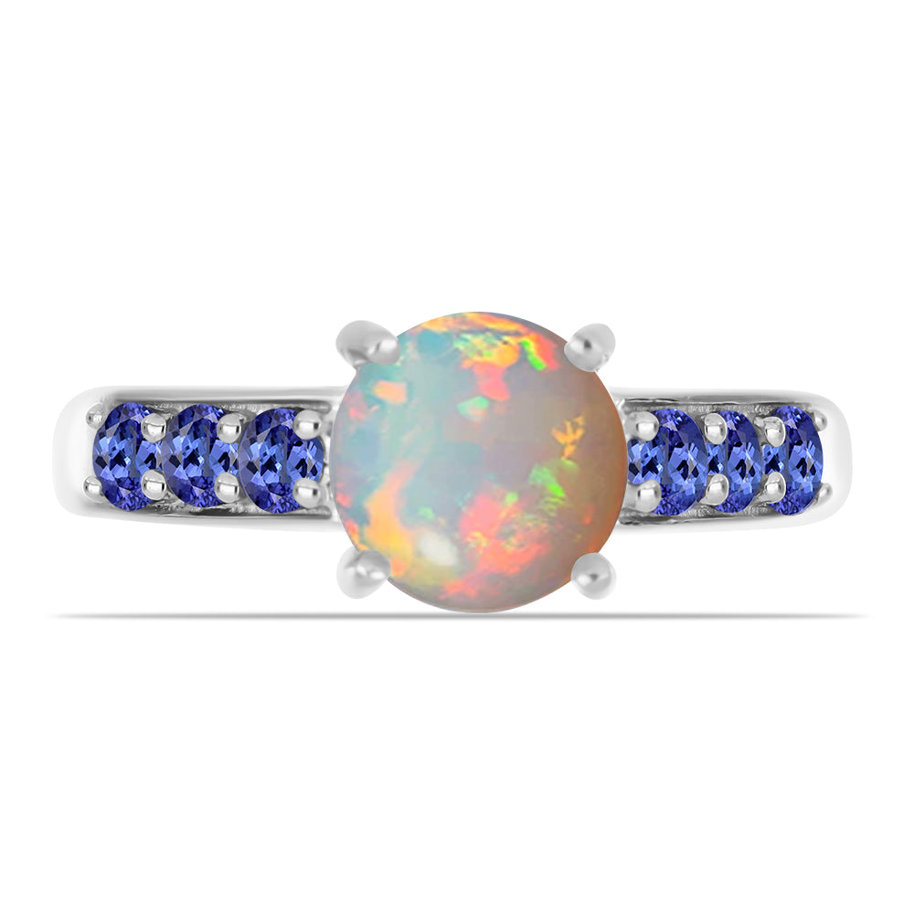 Silberring mit Tansanit und äthiopischem Opal aus Lega Dembi 1 