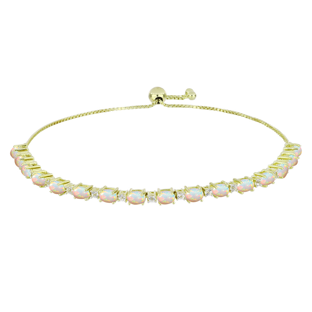 Goldplattiertes Silberarmband mit äthiopischem Opal aus Lega Dembi und weißem Topas 1 