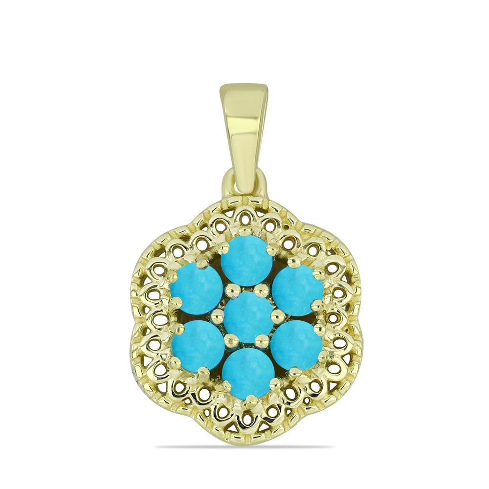 Goldplattierter Silberanhänger mit Dornröschen Türkis