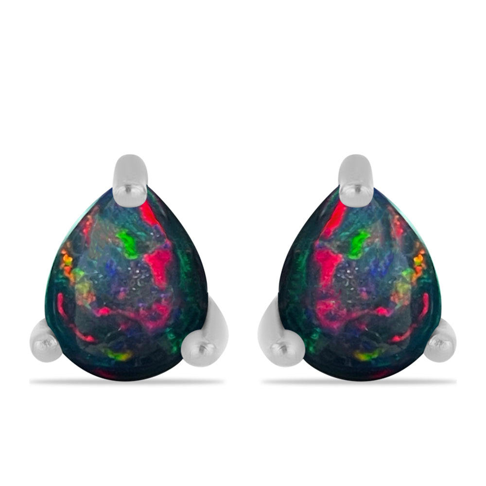 Silberohrringe mit mitternachtsschwarzem äthiopischen Opal aus Lega Dembi