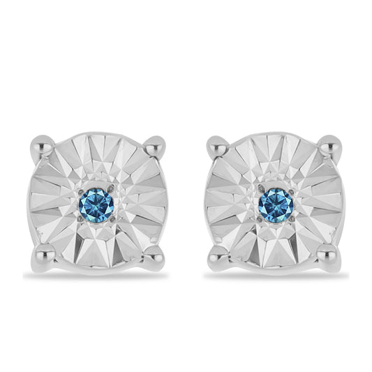 Silberohrringe mit blauem Diamant