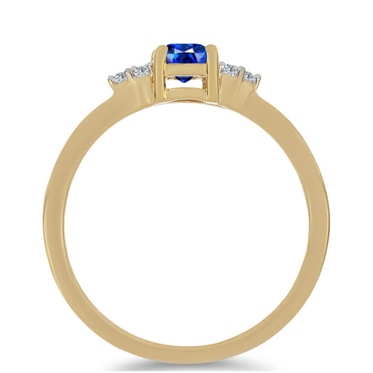 Goldplattierter Silberring mit australischem blauem Saphir und weißem Topas