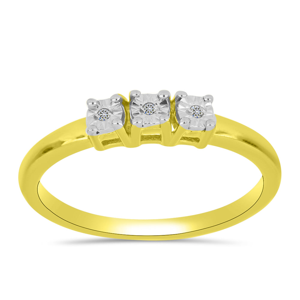 Goldplattierter Silberring mit weißem Diamant