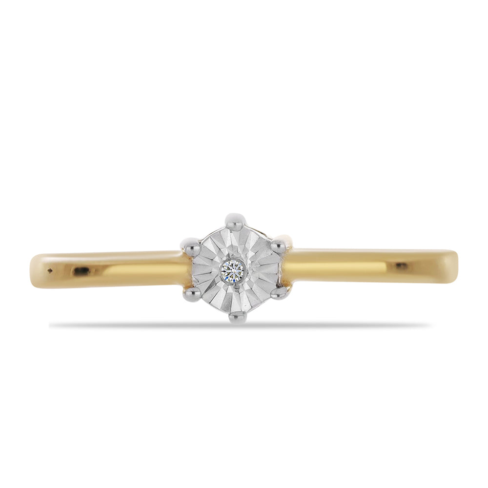 Goldplattierter Silberring mit weißem Diamant 1 