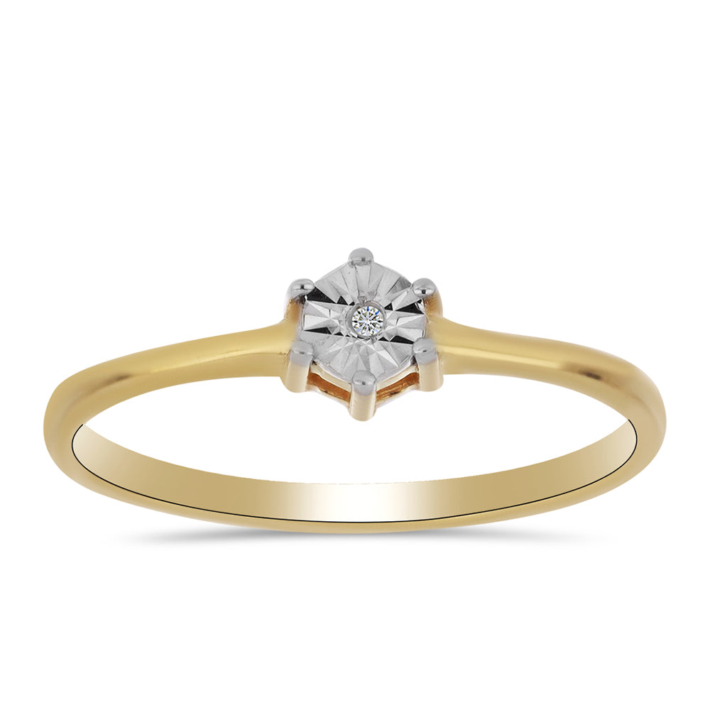 Goldplattierter Silberring mit weißem Diamant 3 