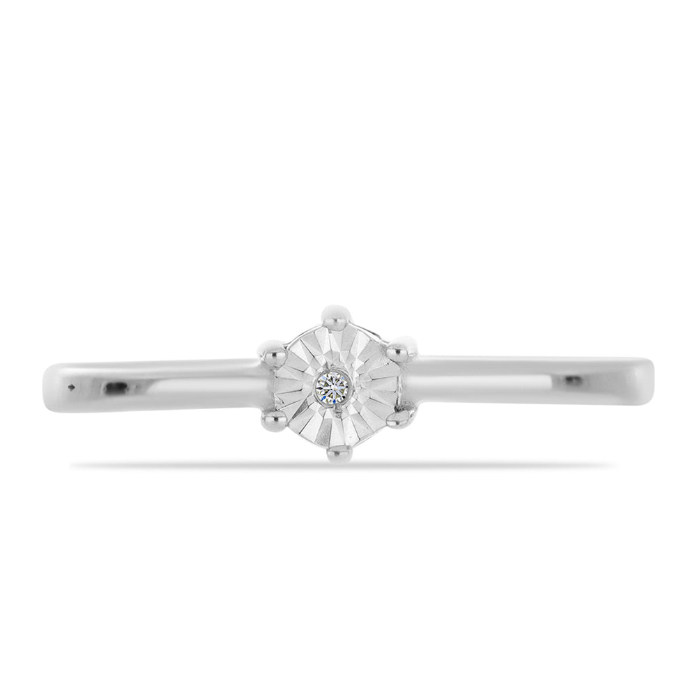 Silberring mit weißem Diamant 1 