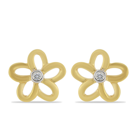 Goldplattierte Silberohrringe mit weißem Diamant