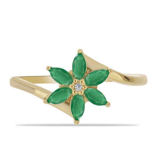 Goldplattierter Silberring mit brasilianischem Smaragd und weißem Zirkon