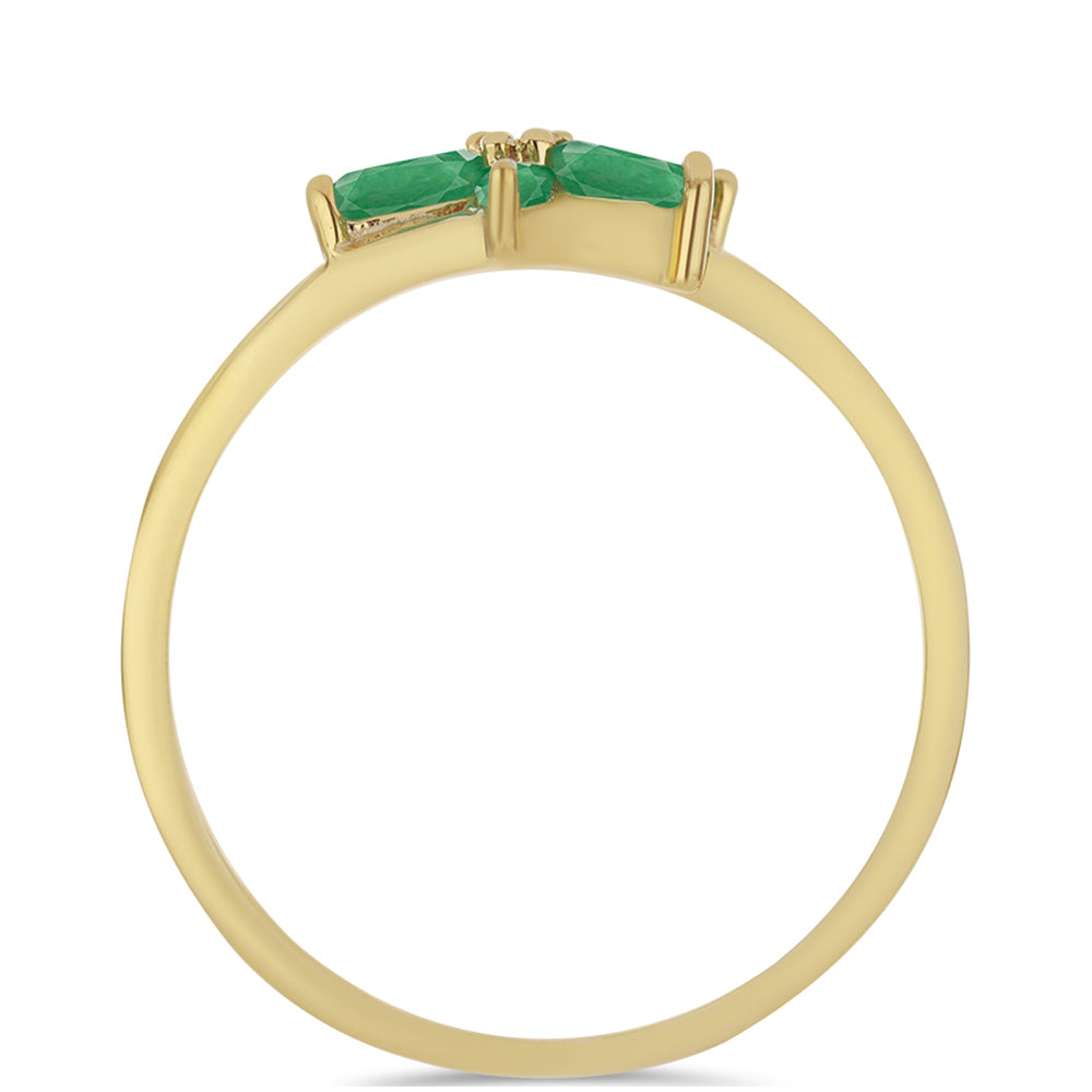 Goldplattierter Silberring mit brasilianischem Smaragd und weißem Zirkon