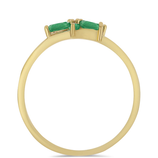 Goldplattierter Silberring mit brasilianischem Smaragd und weißem Zirkon