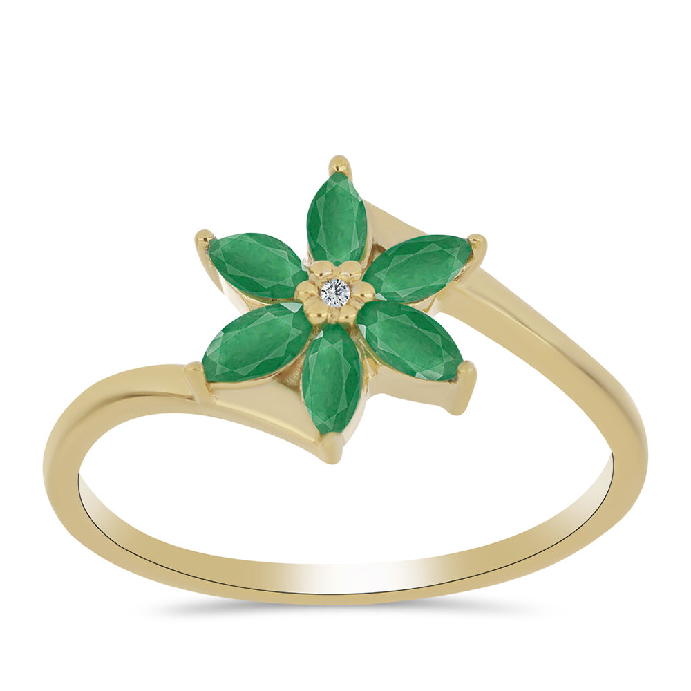 Goldplattierter Silberring mit brasilianischem Smaragd und weißem Zirkon 3 