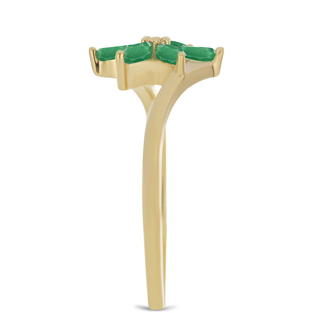 Goldplattierter Silberring mit brasilianischem Smaragd und weißem Zirkon