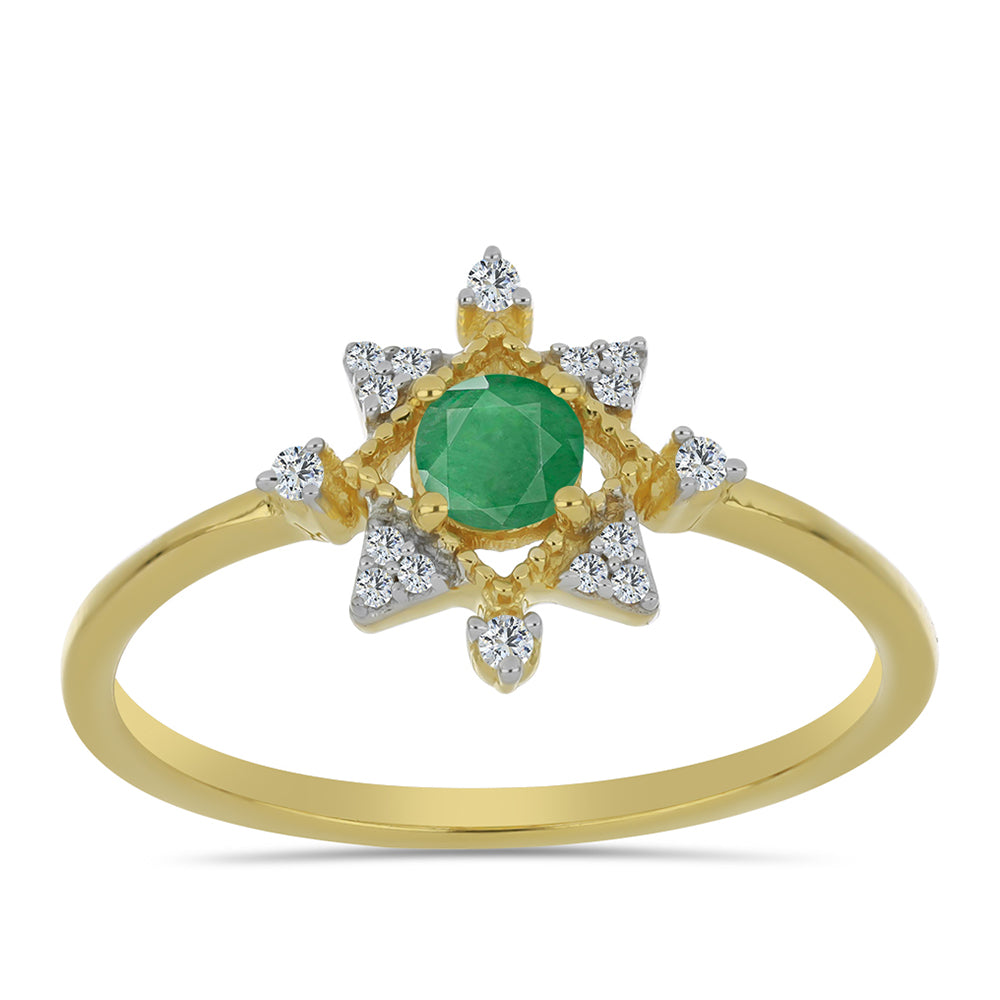 Goldplattierter Silberring mit brasilianischem Smaragd und weißem Zirkon 3 