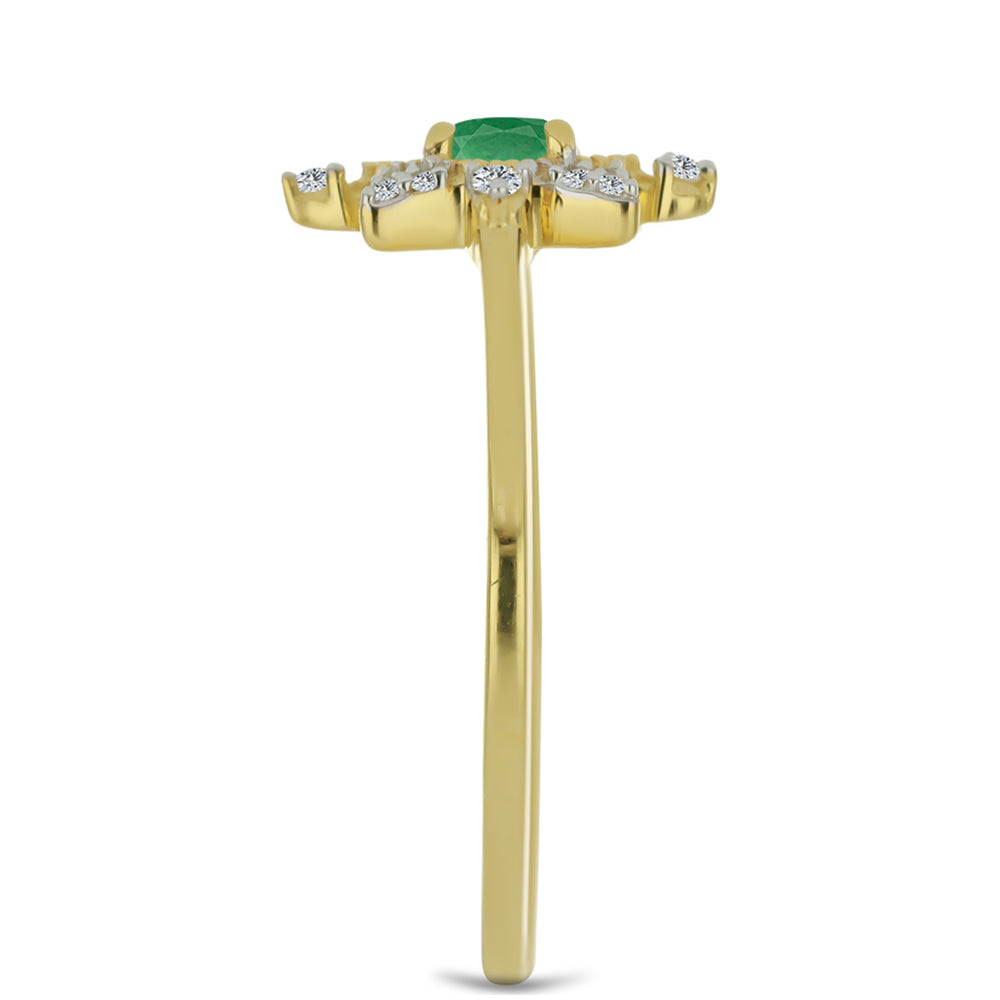 Goldplattierter Silberring mit brasilianischem Smaragd und weißem Zirkon 4 