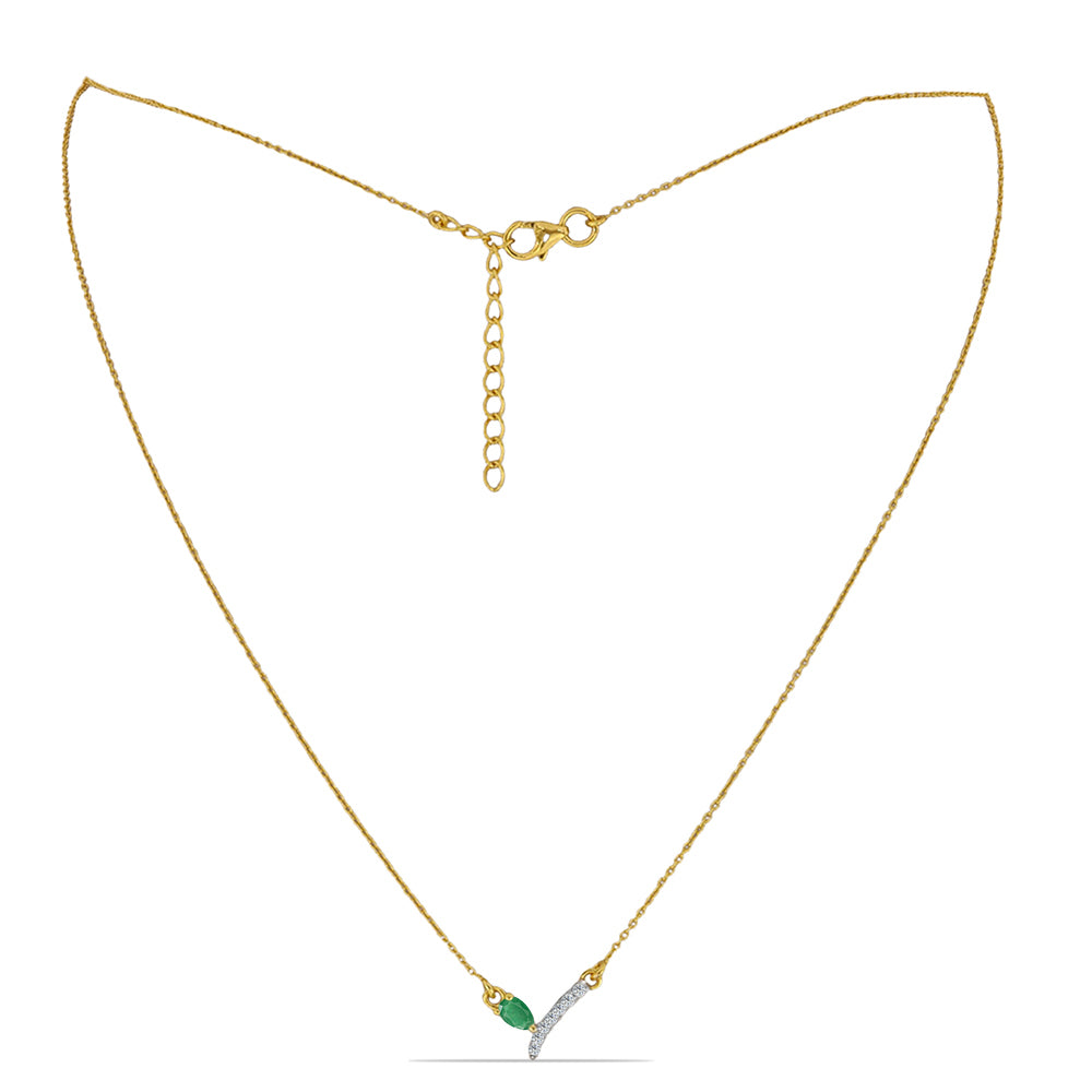 Goldplattierte Silberhalskette mit brasilianischem Smaragd und weißem Zirkon