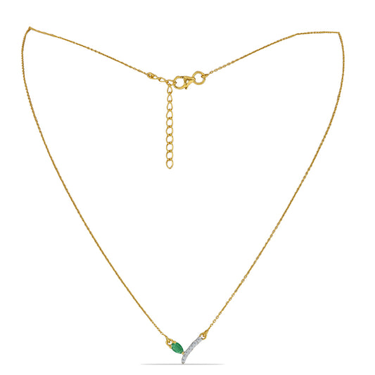 Goldplattierte Silberhalskette mit brasilianischem Smaragd und weißem Zirkon