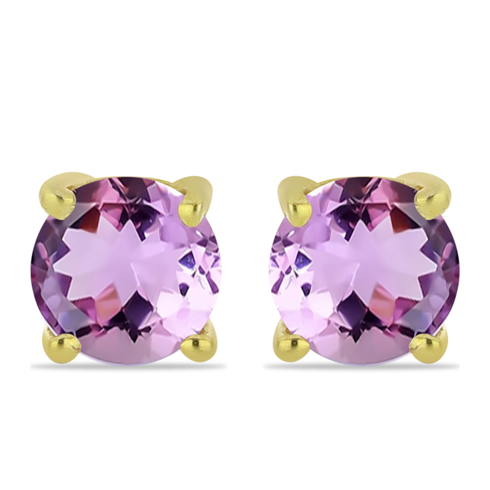 Goldplattierte Silberohrringe mit Rose De France Amethyst