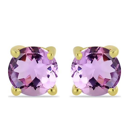 Goldplattierte Silberohrringe mit Rose De France Amethyst