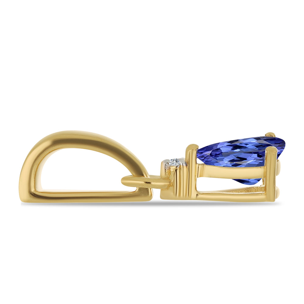 Goldplattierter Silberanhänger mit Tansanit und weißem Diamant
