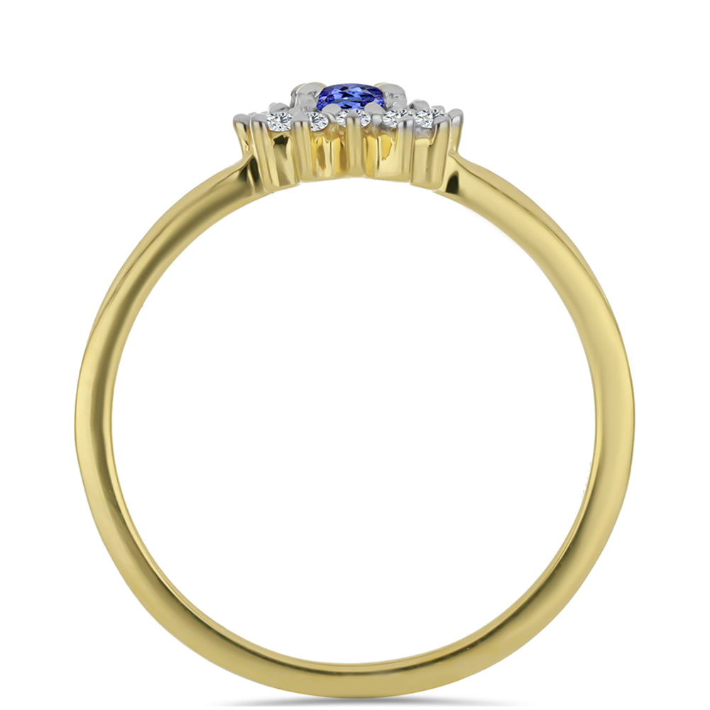 Goldplattierter Silberring mit Tansanit und weißem Zirkon