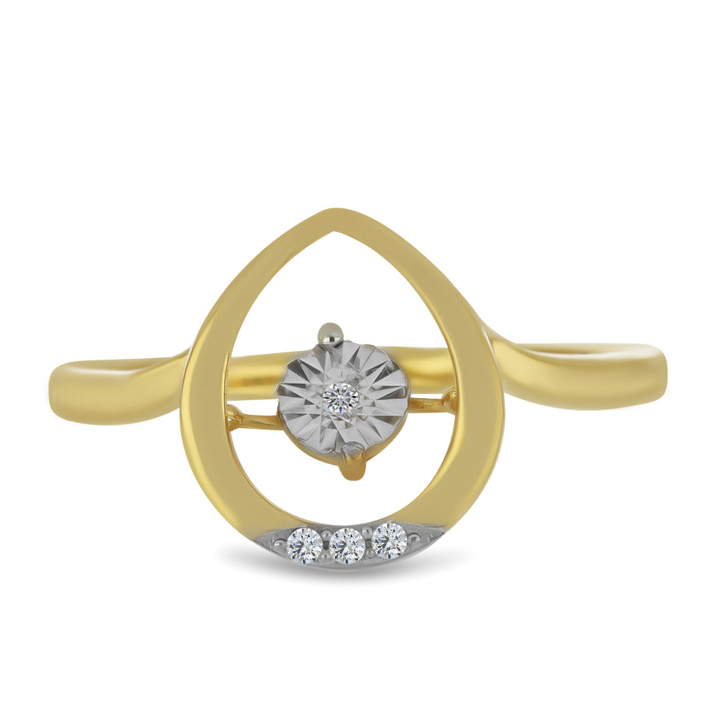 Goldplattierter Silberring mit weißem Diamant und weißem Zirkon