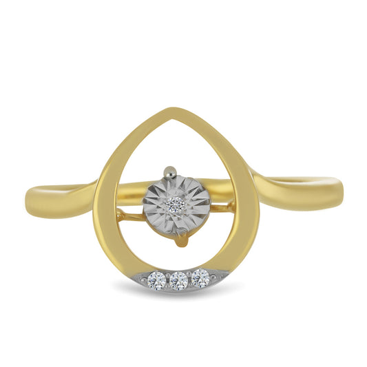 Goldplattierter Silberring mit weißem Diamant und weißem Zirkon