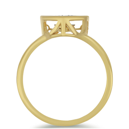 Goldplattierter Silberring mit weißem Diamant und weißem Zirkon