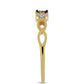Goldplattierter Silberring mit blauem Diamant und weißem Zirkon