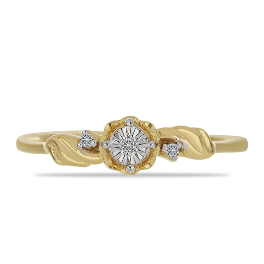 Goldplattierter Silberring mit weißem Diamant und weißem Zirkon