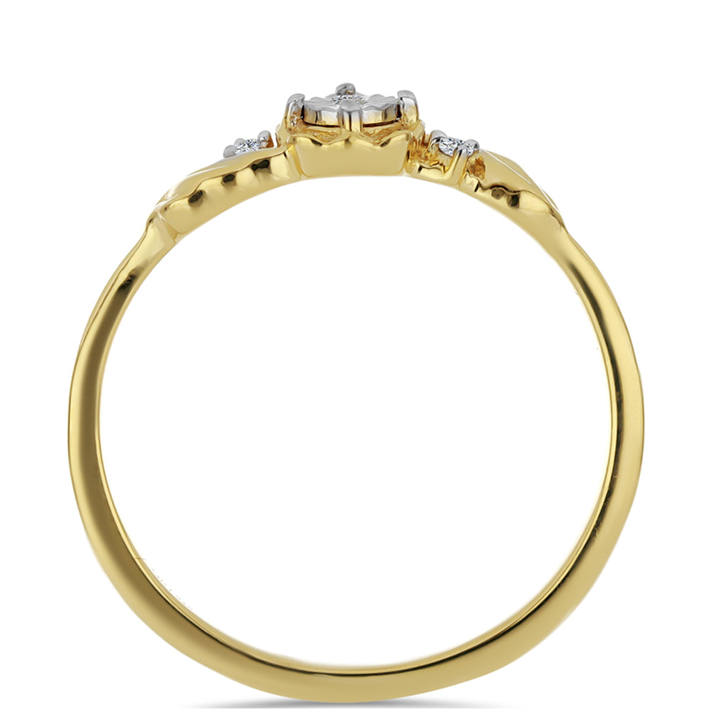 Goldplattierter Silberring mit weißem Diamant und weißem Zirkon 2 