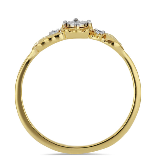 Goldplattierter Silberring mit weißem Diamant und weißem Zirkon