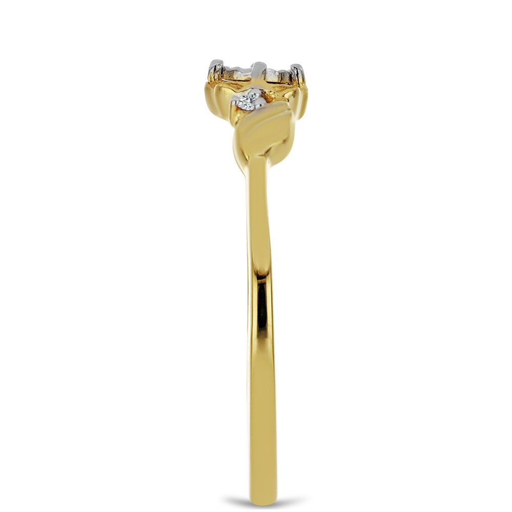 Goldplattierter Silberring mit weißem Diamant und weißem Zirkon 4 