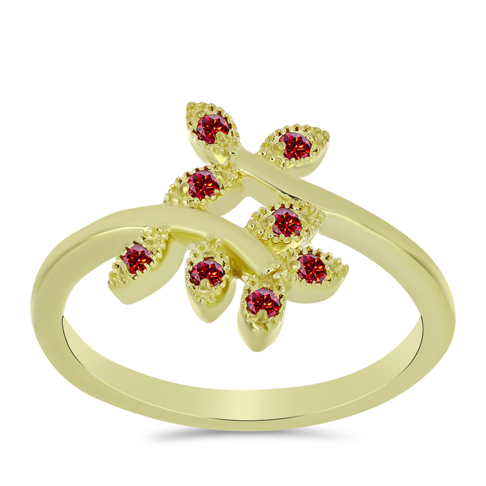 Goldplattierter Silberring mit majestätischem rotem Moissanit 3 