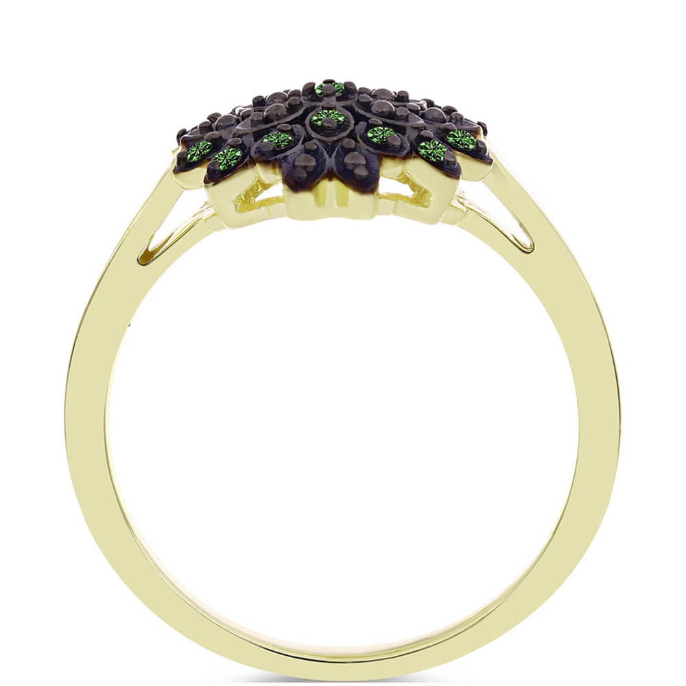 Goldplattierter Silberring mit grünem Diamant 2 