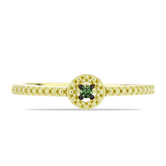Goldplattierter Silberring mit grünem Diamant