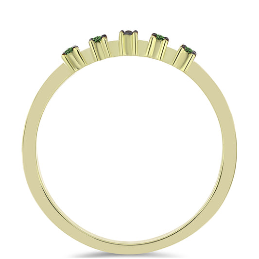 Goldplattierter Silberring mit grünem Diamant